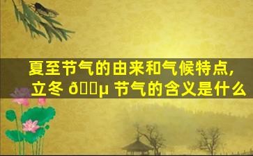 夏至节气的由来和气候特点,立冬 🌵 节气的含义是什么